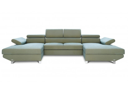 Moderní rohová pohovka ve tvaru U z látky