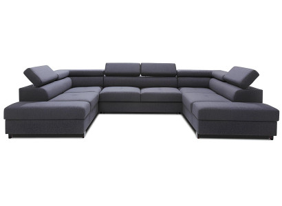 Wohnlandschaft Bettfunktion Bettkasten Stoff Ecksofa U-Form Design Polster