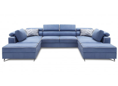 Nová čalouněná pohovka ve tvaru U s funkcí postele