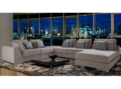 Wohnlandschaft Stoff Ecksofa U-Form Sofa Couch Design Polster Modern Textil Neu