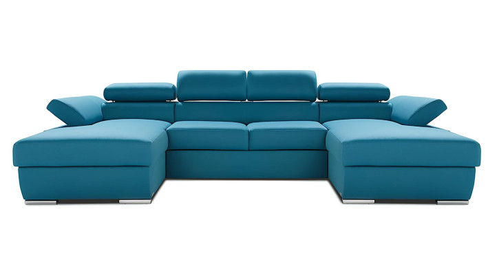 Wohnlandschaft Bettfunktion Ecksofa Stoff U-Form Couch Design Polster Textil Eck