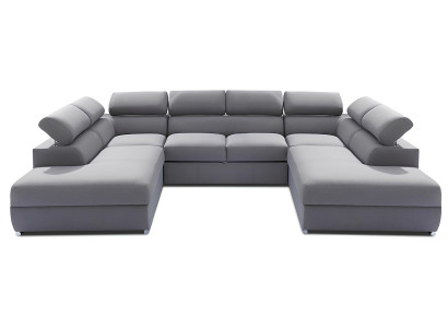 Design Wohnlandschaft Bettfunktion Stoff Ecksofa U-Form Sofa Couch Textil Sofas