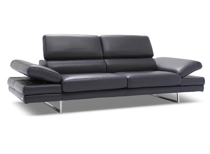 Couch 2 Sitzer Sofa 100% Italienisches Leder Couch Design Polster Modern Schwarz