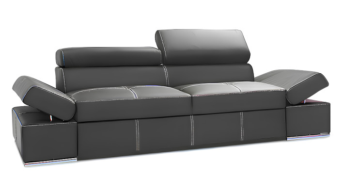 Bettfunktion 2,5 Sitzer Couch Design Polster Modern 100% Italienisches Leder Neu