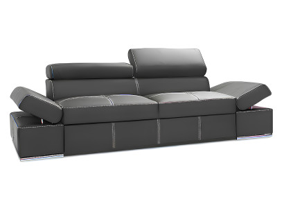 Bettfunktion 2,5 Sitzer Couch Design Polster Modern 100% Italienisches Leder Neu