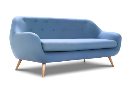 Sofa 2 Sitzer Design Polster Modern Textil Sofas Zweisitzer Blau Chesterfield