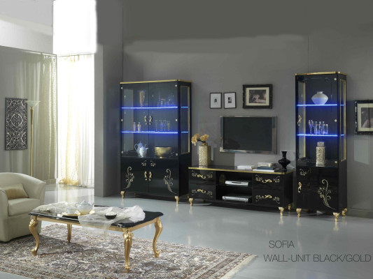 Kommode Vitrine Kommoden Vitrinen Kommodenschrank Hochglanz Schrank NEU Schwarz
