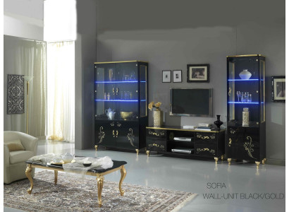 Kommode Vitrine Kommoden Vitrinen Kommodenschrank Hochglanz Schrank NEU Schwarz