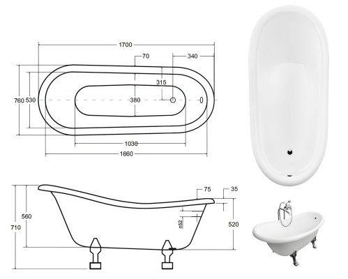 Freistehende Badewannen Antik Stil Badewanne Klassische Wanne Bad Badezimmer Neu
