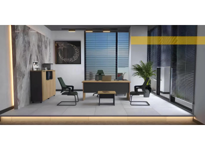 Arbeitszimmer Büro Eckschreibtisch Couchtisch Sideboard Modern Braun