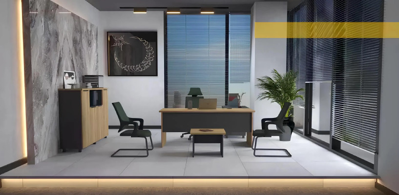 Eckschreibtisch Büroeinrichtung Chef Zimmer Modern Design Schreibtisch Braun