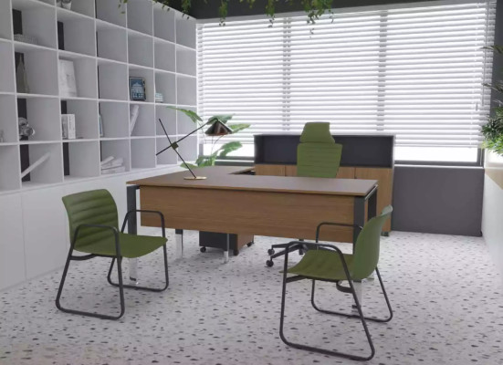 Eckschreibtisch Sideboard Arbeitszimmer Büro Einrichtung Chef Möbel Design
