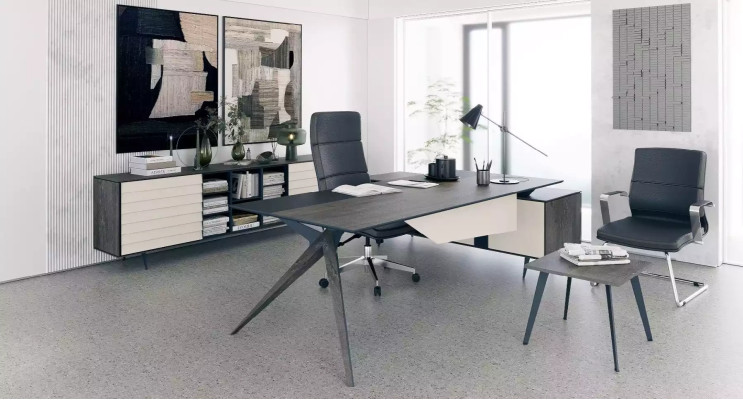 Massiver Eckschreibtisch Arbeitstisch Büromöbel Luxus Tisch Designer Möbel