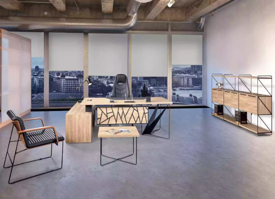 Eckschreibtisch Couchtisch Aktenschrank Arbeitszimmer Modern Braun Holz