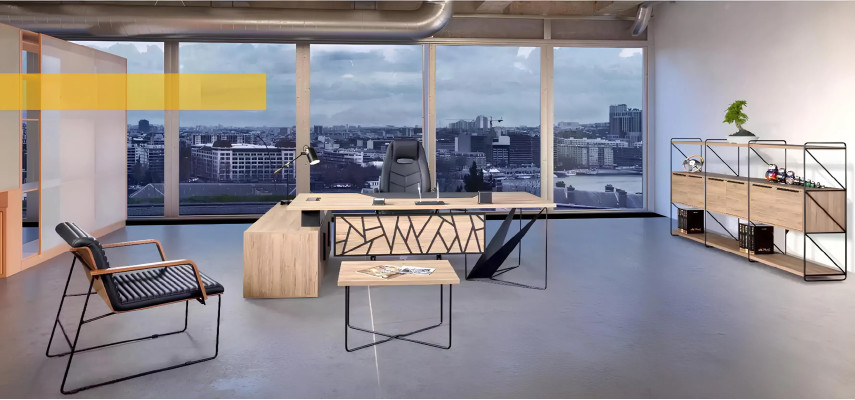 Eckschreibtisch Couchtisch Aktenschrank Arbeitszimmer Modern Braun Holz