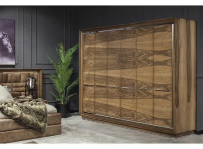 Elegantní hnědá ložnice komoda skříň postel nábytek 6 ks.