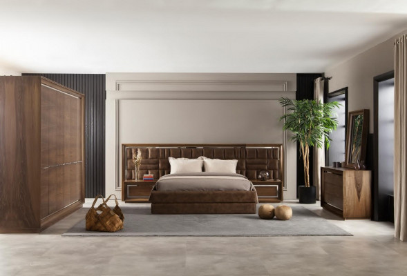 Hnědá čalouněná postel hotelového nábytku 4 kusy