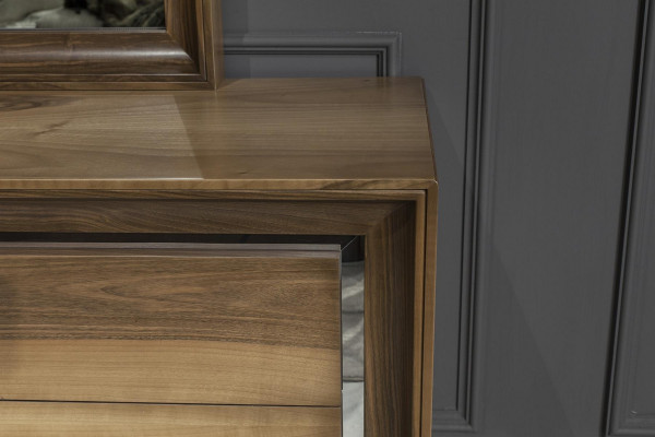 Komoda + zrcadlo v moderním hnědém stylu s úložným prostorem luxusní sada nová