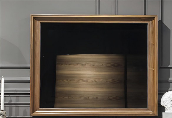 Luxusní nástěnné zrcadlo v moderním stylu s hnědým rámem