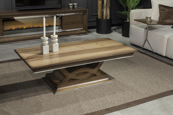 Kávový stolek s sloupy Hnědý Obývací stůl Stolek Dřevěný stůl