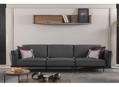 Italienische Stil Möbel Sofagarnitur Graue Couch Sofa Sitzpolster Loft 3tlg.