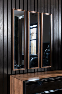 Sada 3 luxusních zrcadel s hnědým rámem