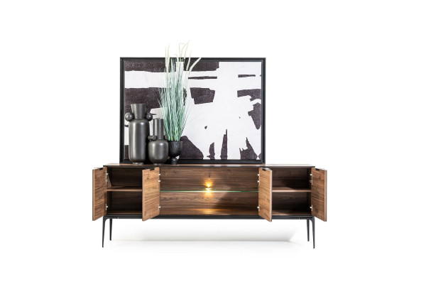 Kommode in braunen Spiegeltüren Moderner Stil mit Stauraum Kommoden Sideboard