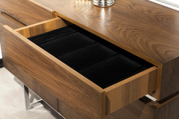 Luxus Kommode 130cm Sideboard mit Spiegel 2tlg. Set Braunes Regal Möbel
