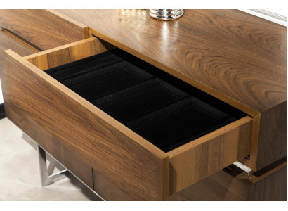 Luxus Kommode 130cm Sideboard mit Spiegel 2tlg. Set Braunes Regal Möbel