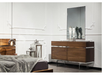 Luxusní komoda 130cm se zrcadlem set 2 kusy hnědá