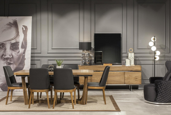 Luxusní kožené křeslo, čalouněné židle, černý loftový nábytek do kuchyně