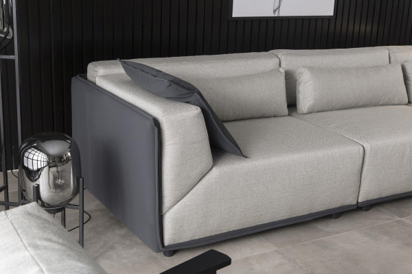 Set aus 4 Stück weißem Sofa Sessel Wohnzimmer mittelweicher Luxus Komplett