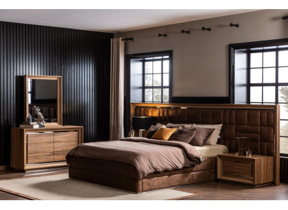 Hnědá moderní komoda + zrcadlo s praktickým úložným prostorem