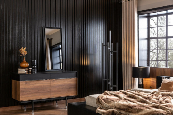 Luxusní nástěnné zrcadlo s černým rámem 100x46