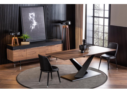 Säulentisch Küchentisch Luxus im modernen Stil brauner Tisch 208x92cm