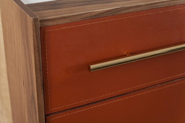Oranžová skříňka se zásuvkami a policemi, komoda xxl, sideboard 240cm