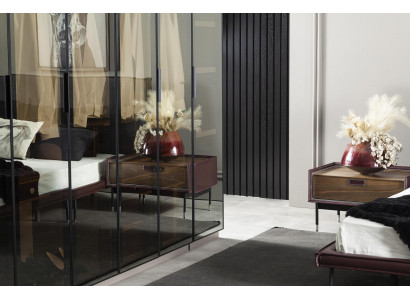 Luxusní hnědá noční stolek do ložnice, loftové skříňky, moderní konzole