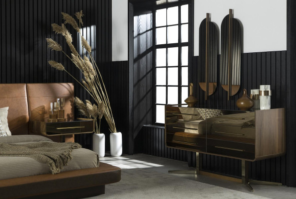 Schlafzimmer Kommode Kleiderschrank Möbel Einrichtung Glasschrank 2tlg.