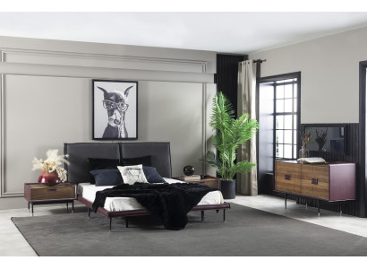 Lila Sideboard Kommode Schrank Holz Regal 141cm Leder Kommoden Möbel