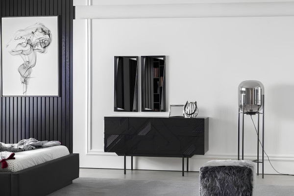 Schlafzimmer Garnitur 4tlg. in schwarz Luxusgarnitur mit Stauraum Neu