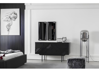 Schlafzimmer Garnitur 4tlg. in schwarz Luxusgarnitur mit Stauraum Neu