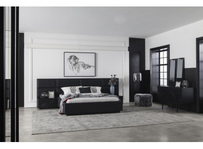 Luxusní černá ložnice se skříní, komodou a nočními stolky 5 ks.