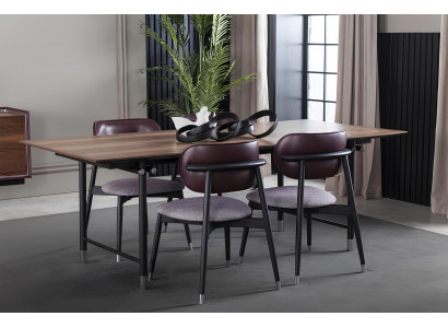 Sada jídelního nábytku stůl židle kredenc hnědý