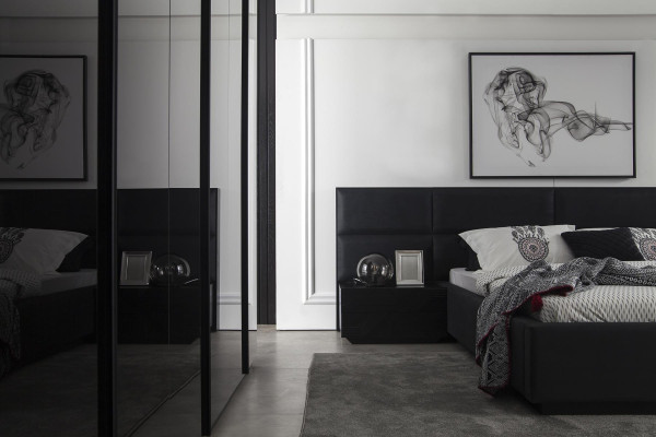 Polsterbett Schwarz Textil für Schlafzimmer Luxuriös Modern Style Neu