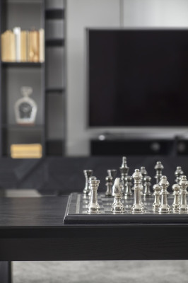 Černá obývací stěna Vysoce kvalitní skříň Luxusní stěna s vybavením Stolek 2 kusy