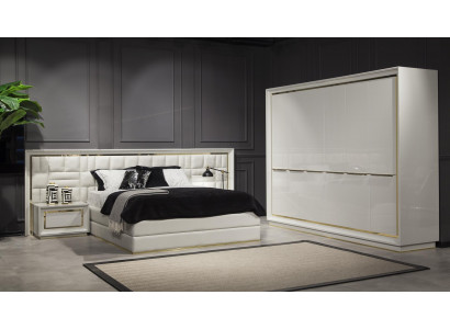 Nábytek do ložnice postel noční stolky bílé zlaté sady postelí 4 kusy