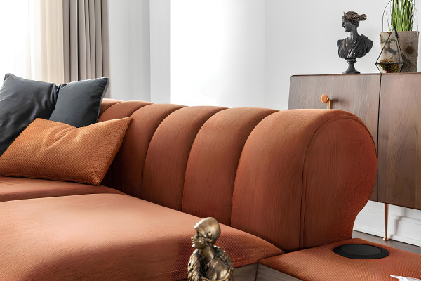 Zweisitzer Sofa 2 Sitzer Stoffsofa Sofas Modern Stoff Orange  234cm