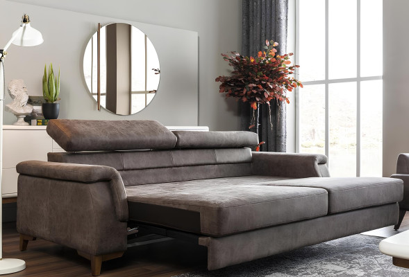 Dreisitzer Sofa 3 Sitzer Stoffsofa Sofas Grau Stoff Mit Bettfunktion