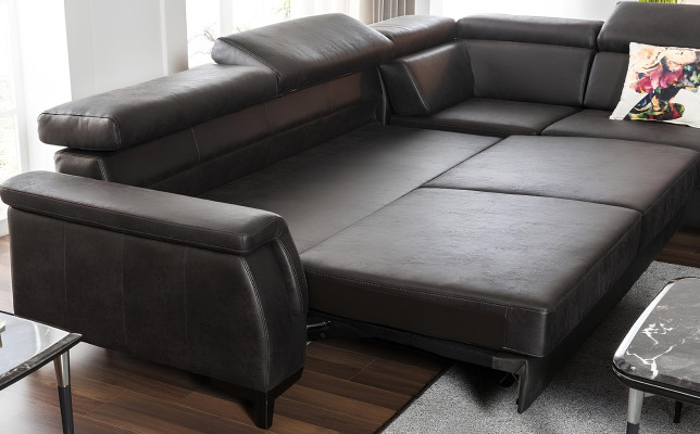 Sofagarnitur Ecksofa L-Form Couch Sessel Möbel Bettfunktion Schwarz Neu