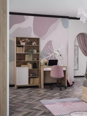 Schreibtisch Kinderzimmer Bücherregale Set 4tlg Computer Holz Rosa Neu